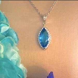 Blue Gemstone Birthstone Pendant Necklace NEW!